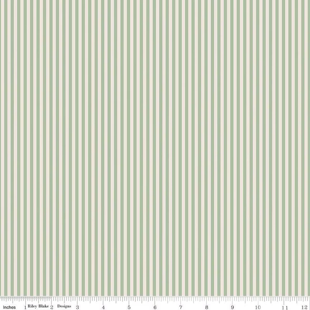 Sage on Ivory 1/8" Stripe