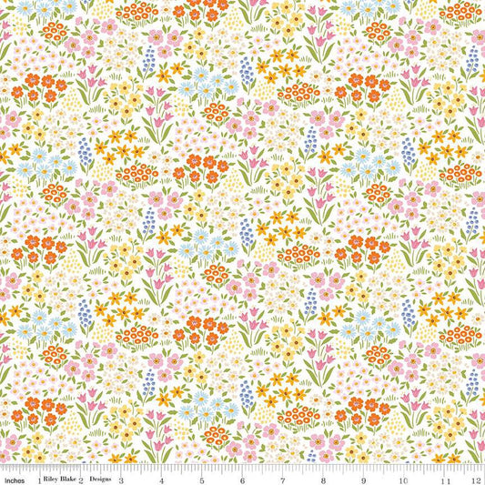 Little Darlin' Floral Fields Cream | Quarter Yard Listing
