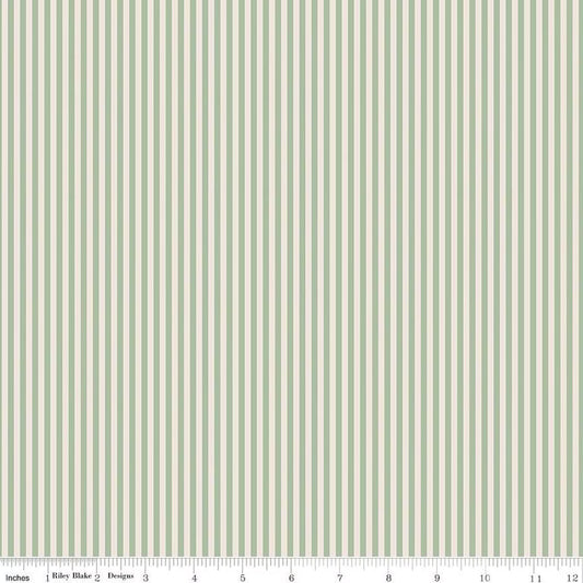 Sage on Ivory 1/8" Stripe