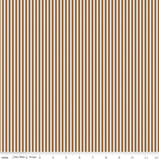 Teddy Bear On Ivory 1/8" Stripe