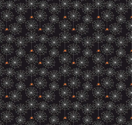 Beggar's Night Spiderwebs Black Glow in the Dark | Quarter Yard Listing