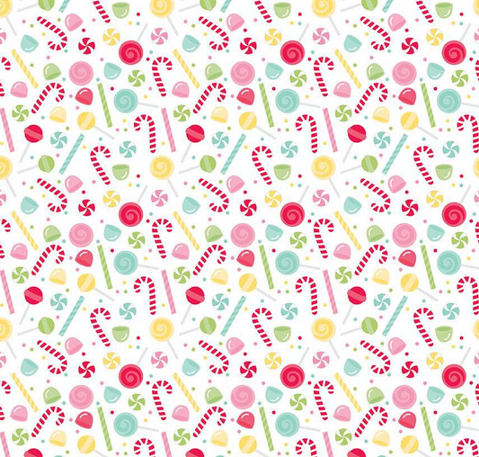 Gingerbread Kisses Sweets White | Quarter Yard Listing